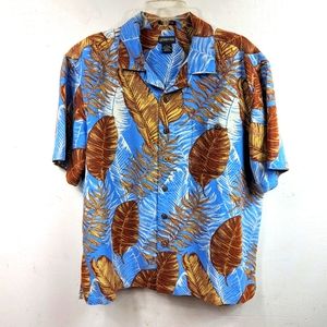 VTG St Johns Bay Island Style Mens Button Down Shirt Large Short Sleeve Surf L